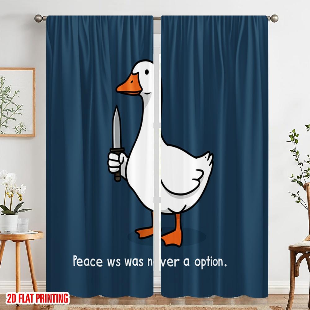 2pcs 2D flat printing Window Curtains Peace was never an option. 100% Polyester Fabric Without Electricity Festive Wall Decor