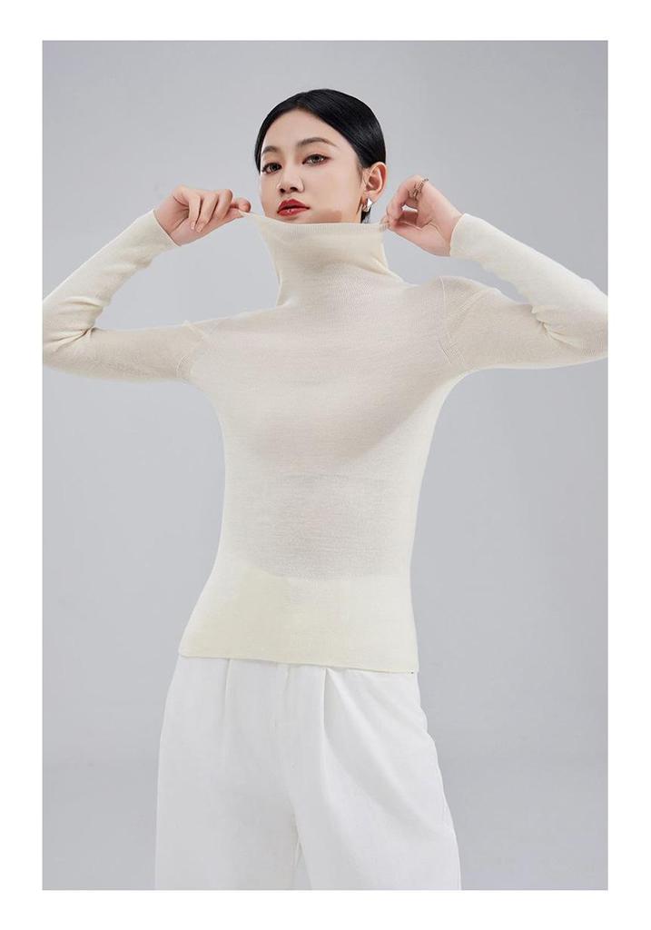 2025 Women's Turtleneck 100% Wool Slimming Knit Sweater - Autumn/Winter Long Sleeve Base Layer