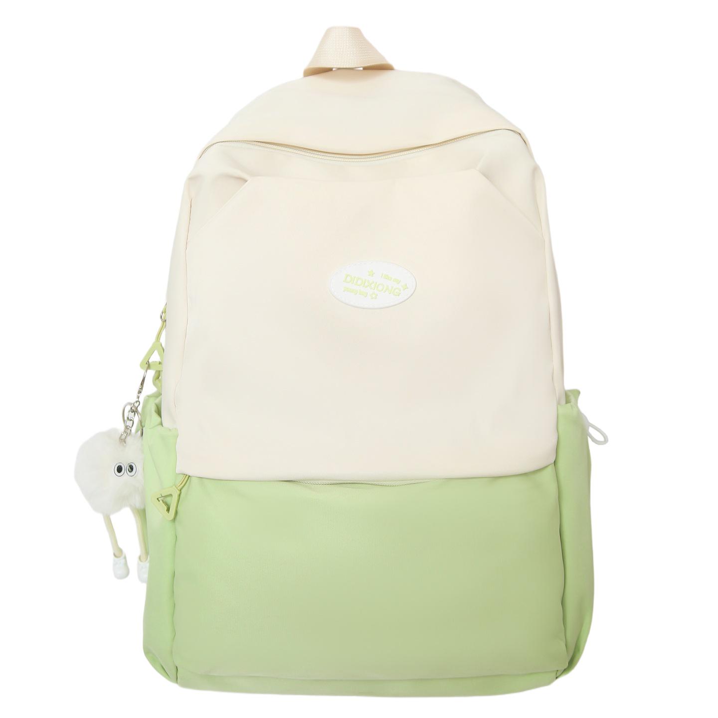 

2025 Trendy Color Block Backpack – Cute and Stylish for Junior High Girls Without Charm зелений