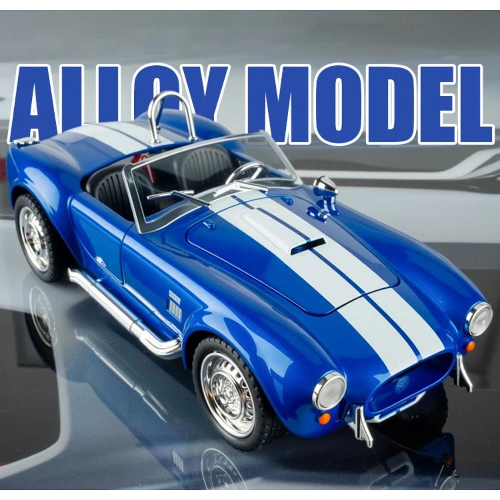 1/22 Ford Shelby Cobra 427 S/C Alloy Car Model Sound and Light Pull Back Children's Toy Collectibles Birthday Gift