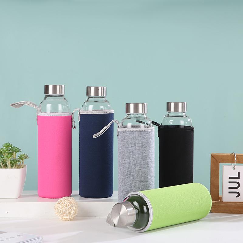 

High Borosilicate Sports Water Bottle with Anti-Scald Sleeve 280ml