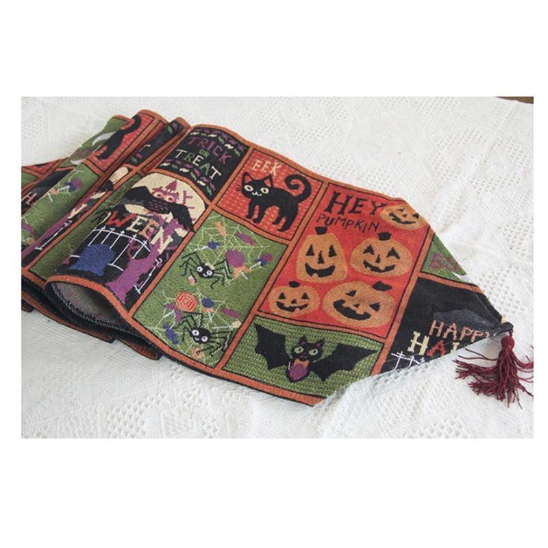 Halloween Tablecloth Placemat Table Flag Funny Pumpkin Tablecloth Decorative Bed Flag Halloween Rest