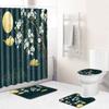 Chinese Antique Bronzing Night Flower Bathroom Floor Mat Shower Curtain Combination Floor Mat Support