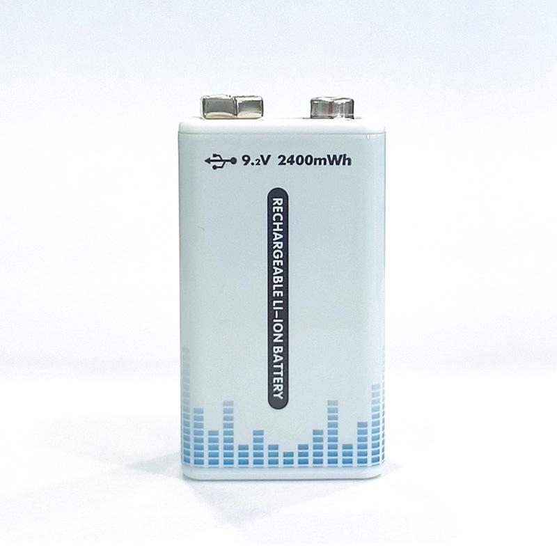 9V rechargeable lithium battery, constant voltage fast charging 2400mwh, large capacity Type-C multimeter battery