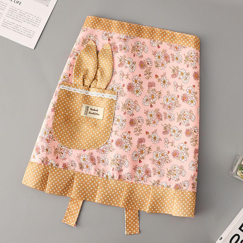 Household Work Clothes Canvas Flower Half-length Apron Female Kitchen  Anti-fouling Wear-resistant Cooking Half-waist
