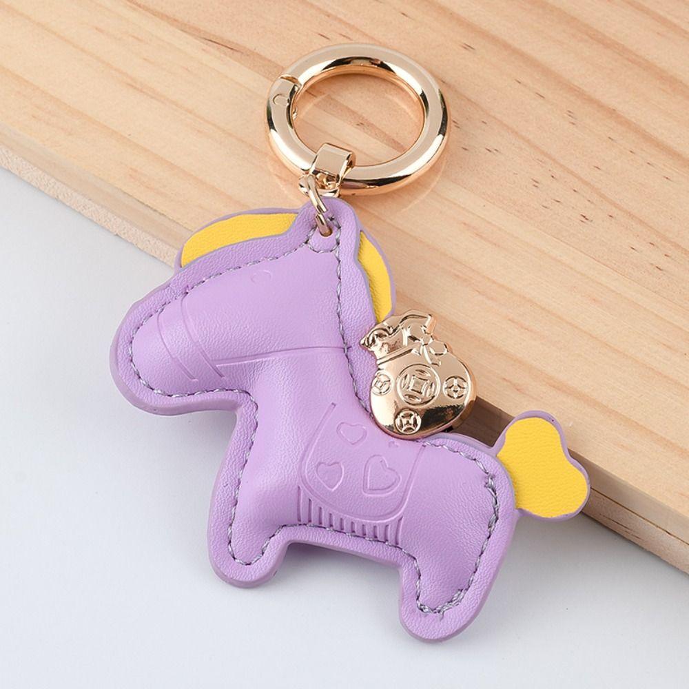 PU Leather PU Leather Hanger Carrying on Money Pocket Bag Pendant PU Horse Keychain Car Accessory