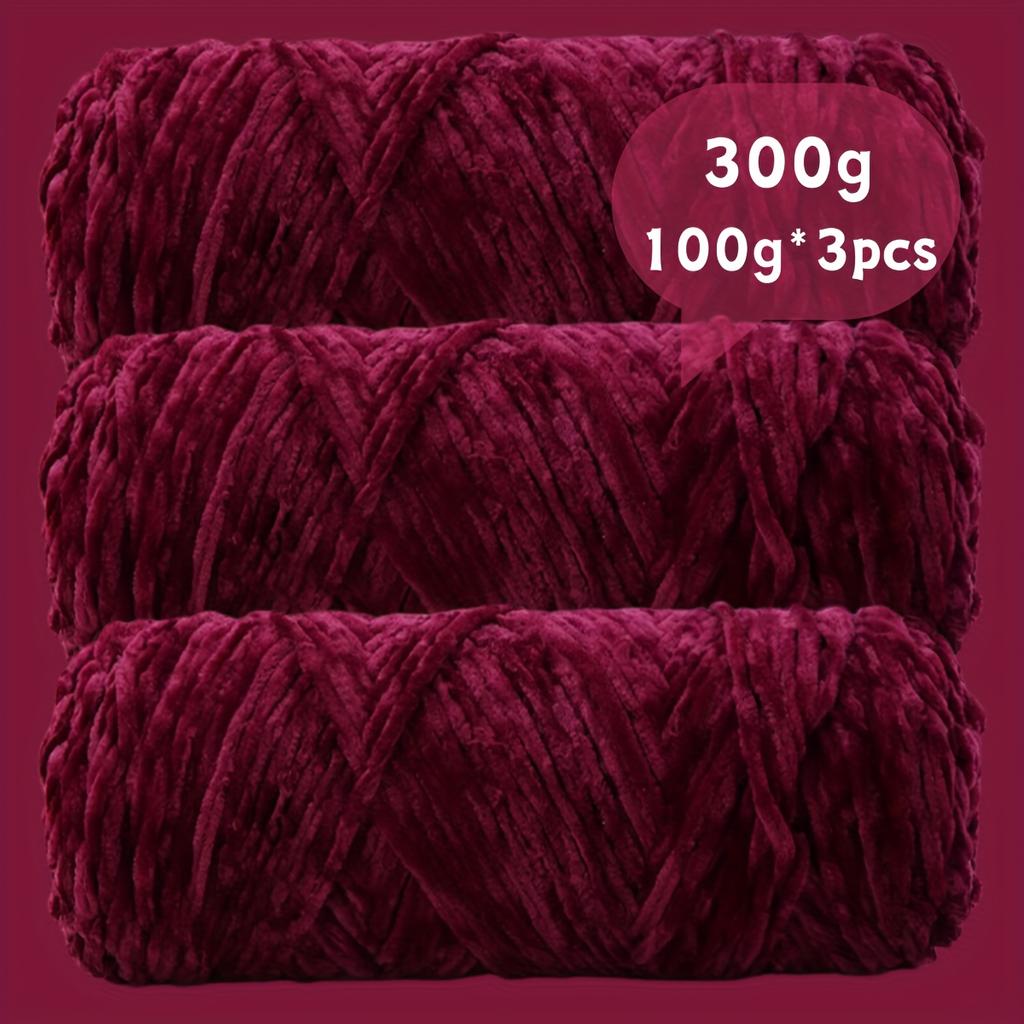 3 ks Měkká sametová chenille příze - Živý vícebarevný sortiment pro pletení a háčkování - Příze pro začátečníky a řemesla Háčkování