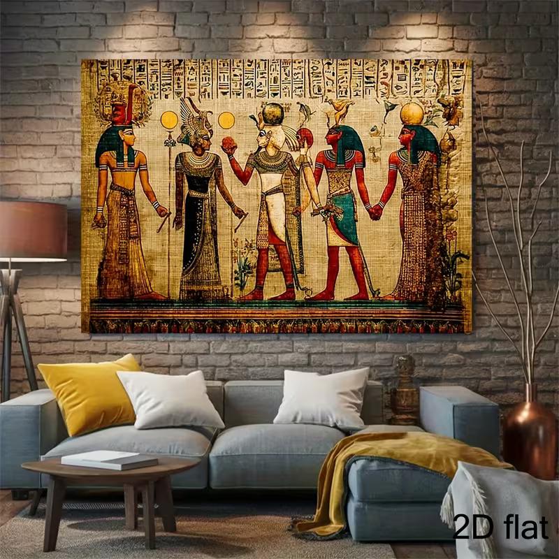 2D Egyptian Themed Backdrop - Vintage Papyrus Gods & Pharaoh Photography Background for Cultural Events