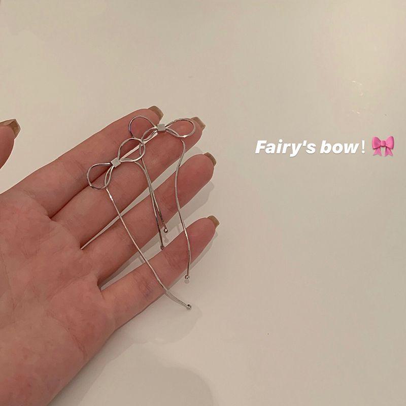 

Korean Simple Bows Tassel Earrings Fancy Accessible Luxury Graceful Earrings Women s Face Small Ear Studs 2025 New Arrival Pair of 925 tremella needles