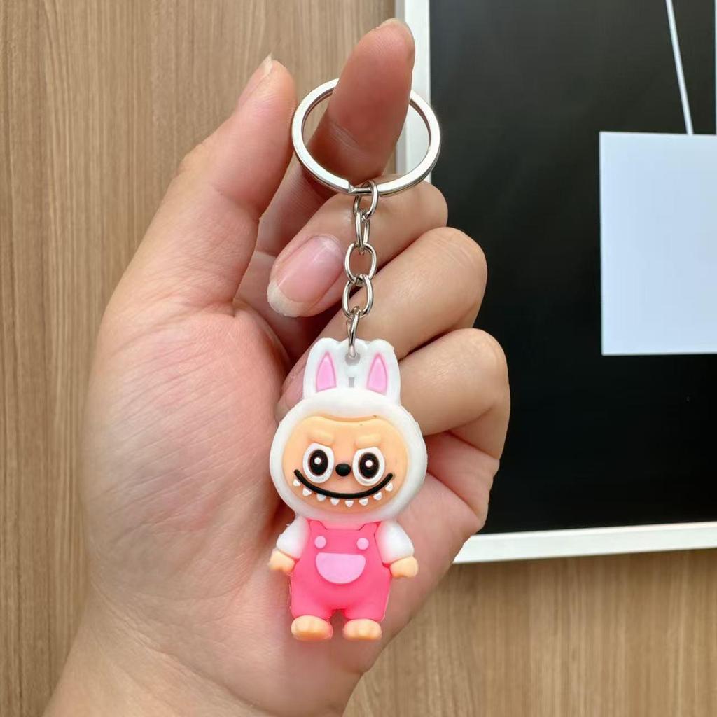 Cartoon Labubu Little Lamb 3D Doll Keychain - Cute Boy Schoolbag Ornament Gift