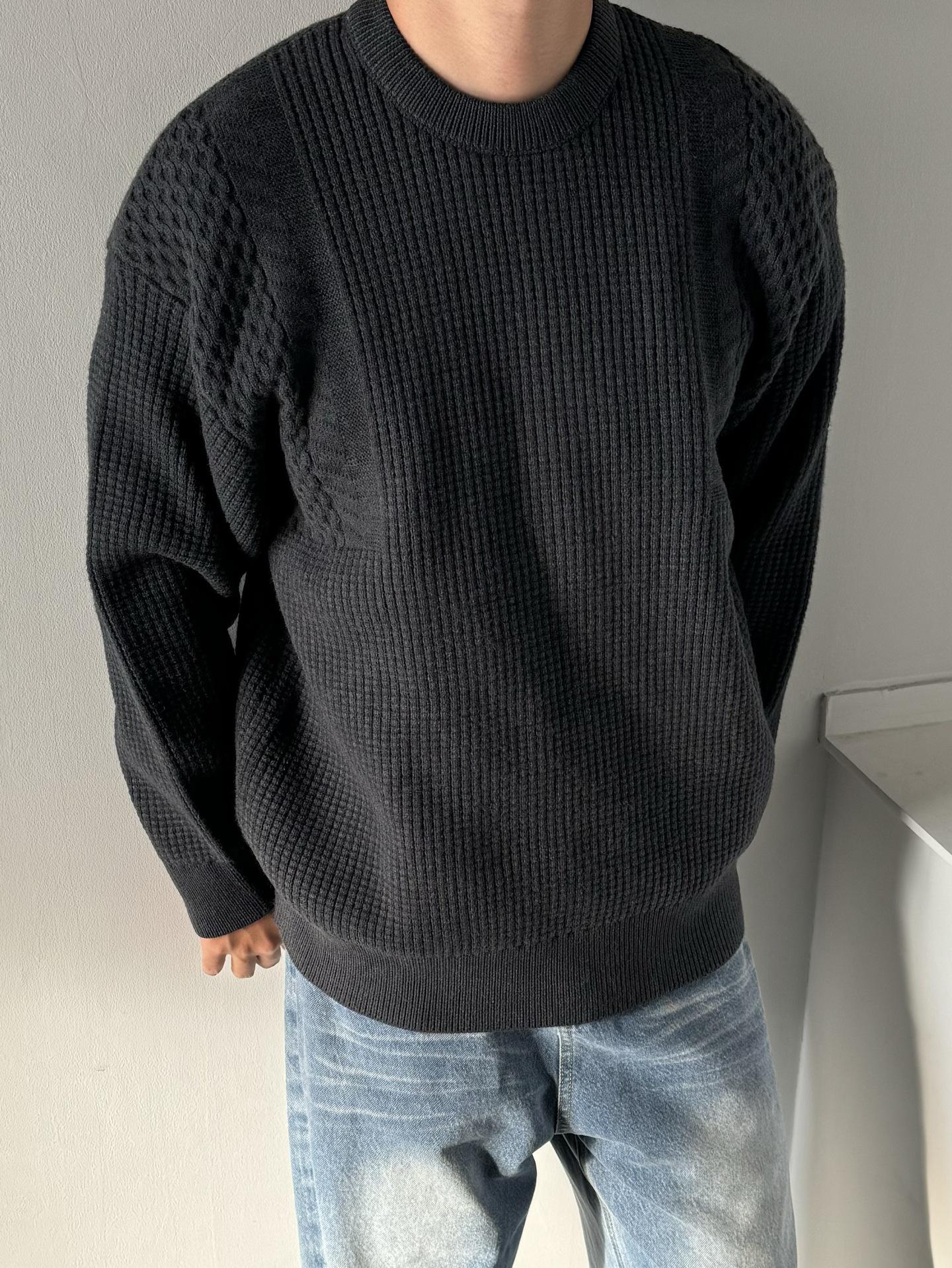Qiao Shan Men s Round Neck Winter Sweater - Loose, Trendy, Versatile Knitwear 3XL