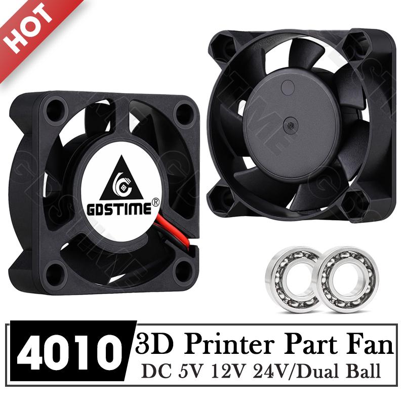 Gdstime 4010 Fan 24V 12V 5V 40mm*10mm Mini PC Case Cooling Fan 4CM Dual Ball Sleeve Cooler Fan for 3D Printer Parts Cooling Fuel Injectors 6