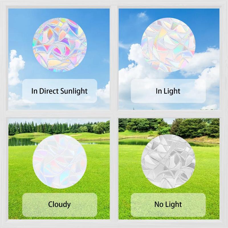 Colorful Window Sticker Rainbow Prism Static Glass Sticker Wall Decals New Year Stickers Home Decor