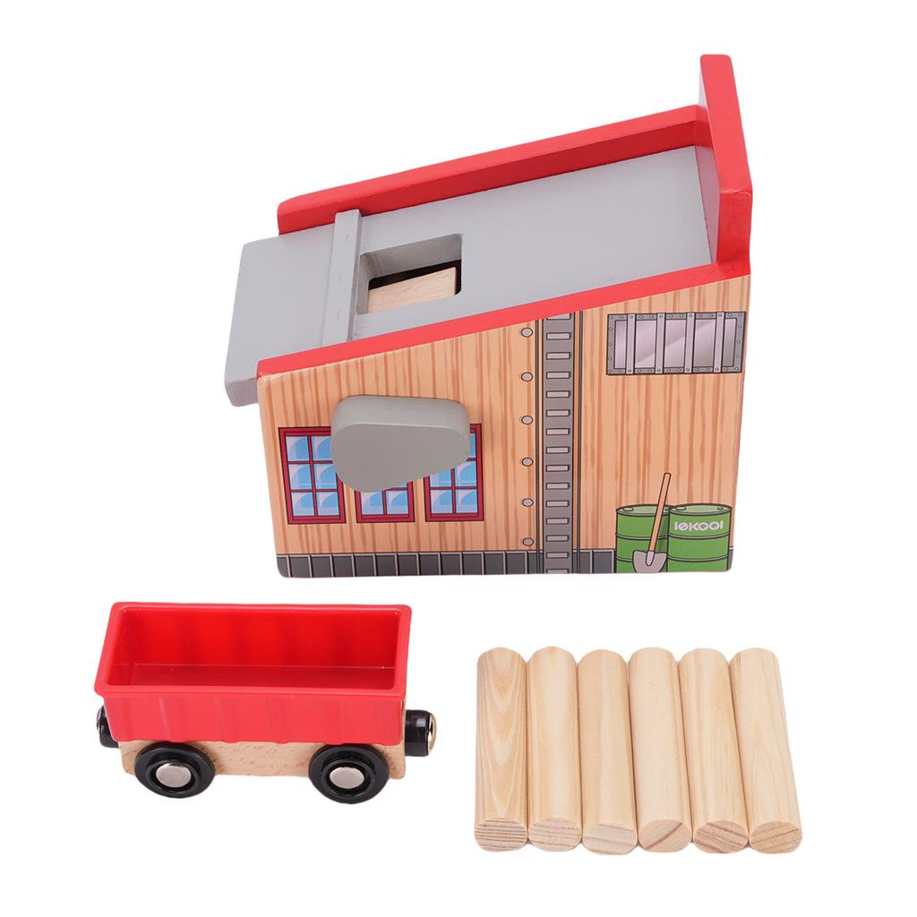 8 Pcs Wooden Train Track Accessories Expandable Wood Railway Toy Scene Accessories for Children