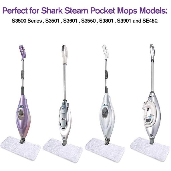 4 Pack Microfiber Steam Pocket Mop Pads Compatible for Shark Rectangle Mop Head S3500 Series,S3501,S3601,S3550,S3901,S3801,SE450,S3801CO,