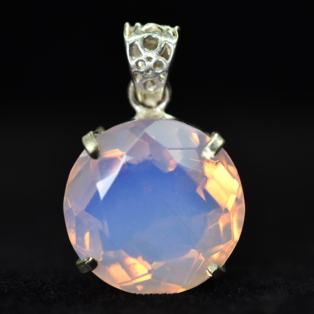 56.45 Ct CERTIFIED Opal 925 Sterling Silver Multicolor Round Gems Pendant MY-PD-132-NS