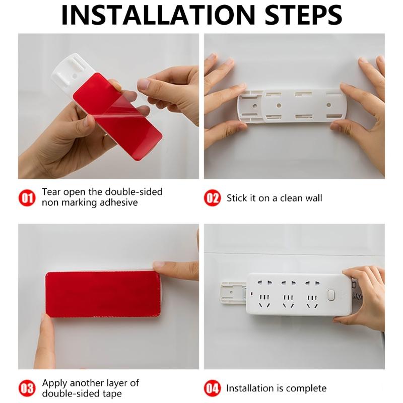 10pcs Power Strips Mounts with Strong Adhesive Not Drill Socket Brackets Wall Mounted Power Strips Brackets Simple Installs