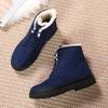 Women's Temu New Winter Korean-Style Ankle-Length Snow Boots - Plus-Size, Flat-Heeled, Fleece-Lined, Cotton-Padded
