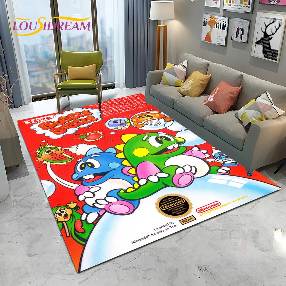 Cartoon Bubble Bobble Game Gamer Carpet Rug for Home Living Room Bedroom Sofa Doormat Decor,kid Play Area Rug Non-slip Floor Mat