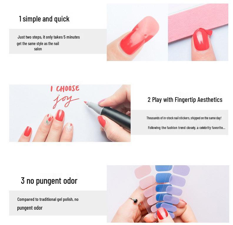 Solid Color Cat Eye UV Gel Nail Stickers: Waterproof, Long-Lasting, Light-Curing, Semi-Cured Nail Art.