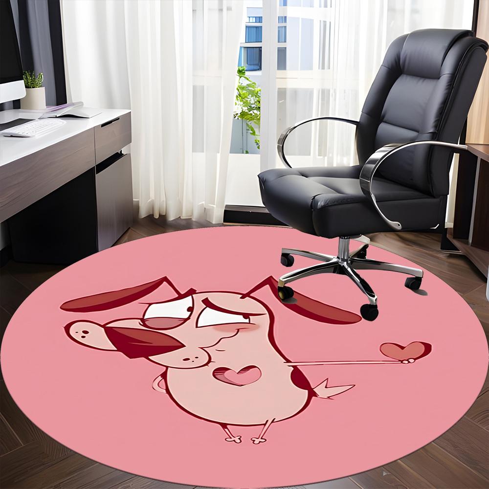 1pc Courage the Cowardly Dog Love Office Round Area Rug, Under Office Chairs Bedroom Living Room Home Decor A1022216
