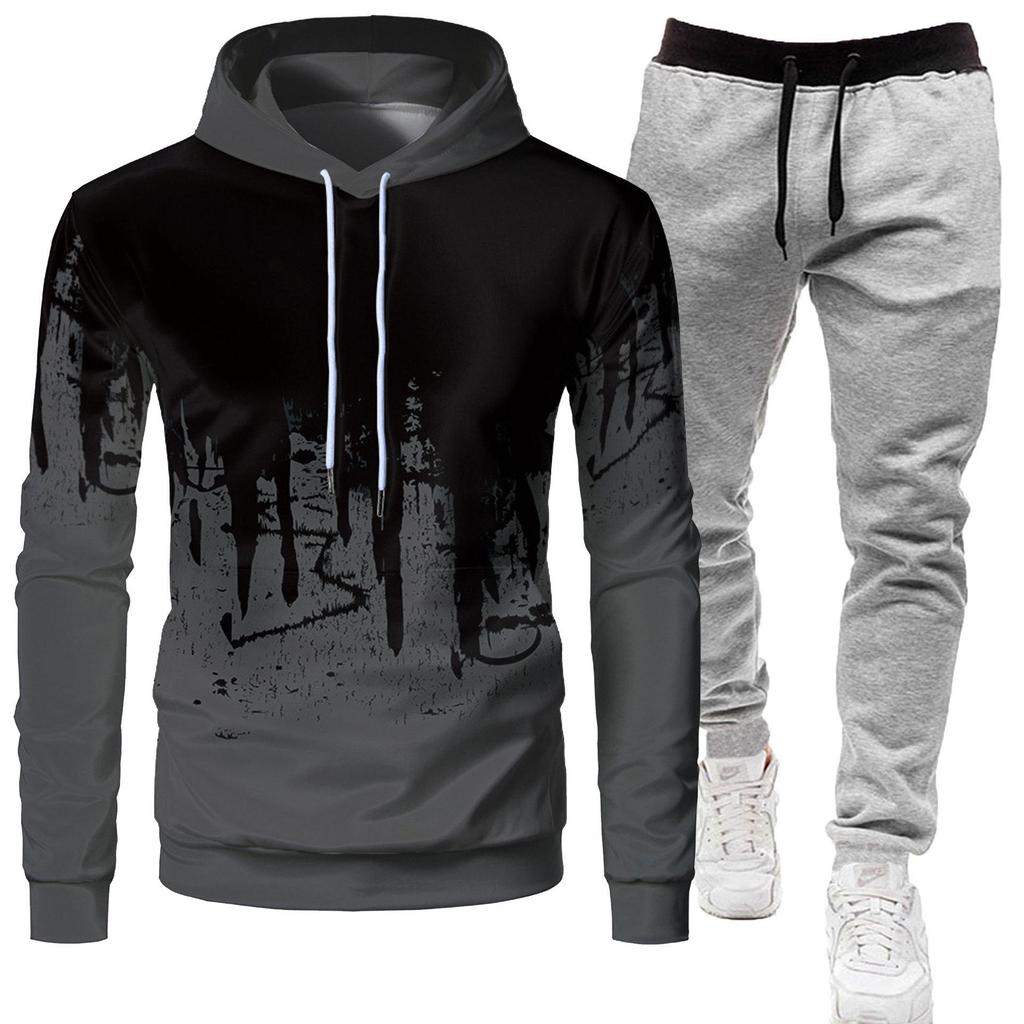 2023 Herren Sportliches Slim Fit Graffiti-Print Kapuzenset
