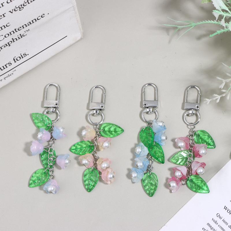 Y2K Aesthetics Lily Of The Valley Keychain Exquisite Flower Keyring Bag Pendant Sweet Girly Phone Lanyard Holiday Gifts