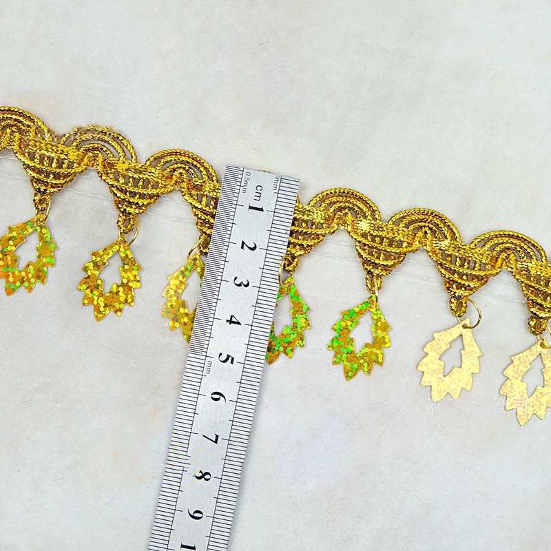 Pagoda Hanging Maple Leaf Sequins Trimming Braided Gold Silver Diy Performance Costume Decorative Sewing Textile Gold Lace Trims