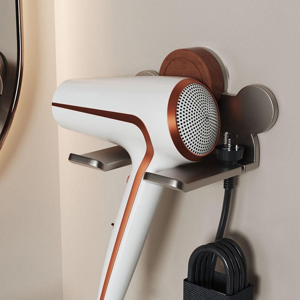Wall Mounted Suction Cup Hair Dryer Holder Punch Free Blower Holder Hair Dryer Rack  Bathroom