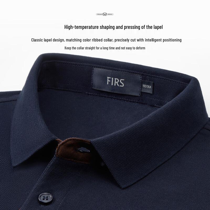 Shanshan Men's Pure Cotton Suede Placket Polo Long-Sleeve T-Shirt