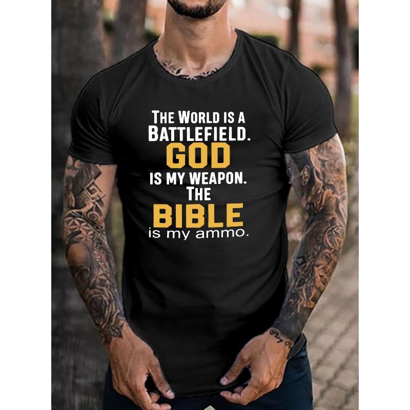 

European sizes Letter Print Men s Creative Top, Casual Short Sleeve Crew Neck T-shirt, Men s Clothing For Summer Outdoor 4XL чорний