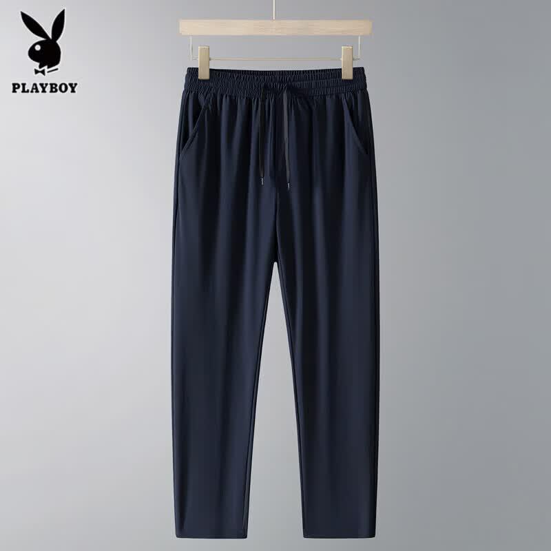 PLAYBOY Men s Ice Silk Straight-Leg Casual Pants 4XL
