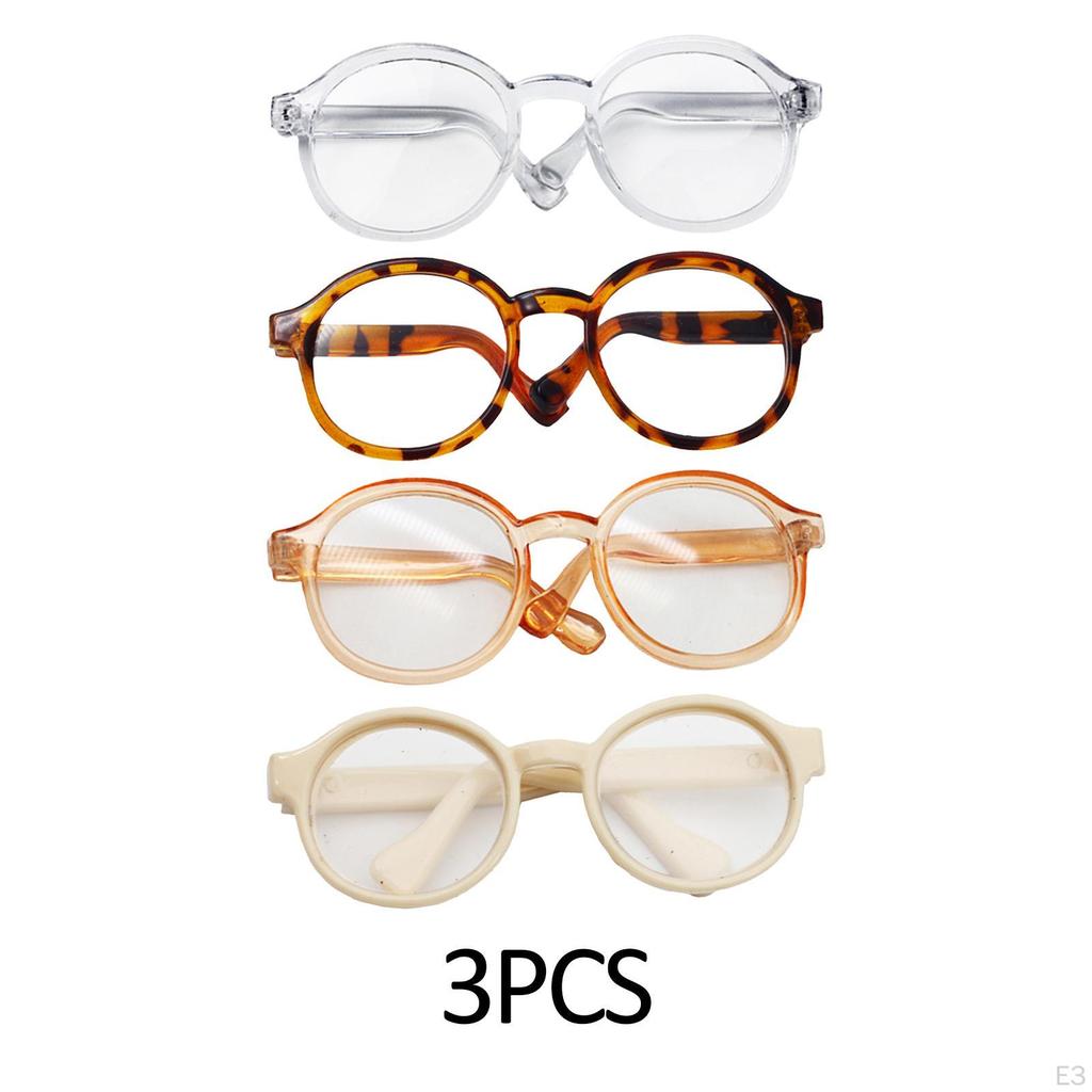3 Sztuki Okulary dla Lalki Rzemiosło Okulary Przeciwsłoneczne Okrągłe Mini na Kostium Zwierzęta