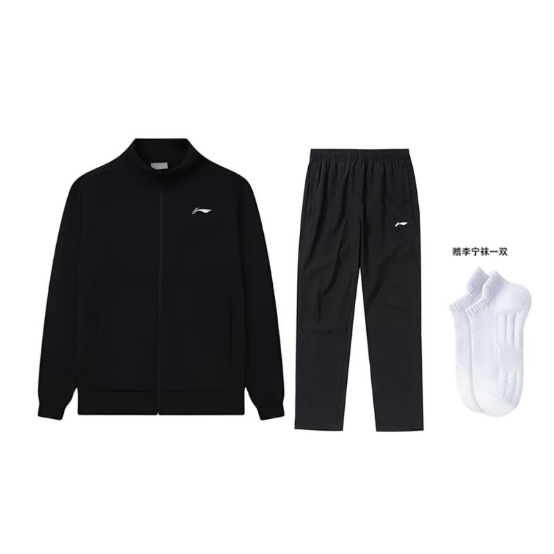 Li Ning Football Casual Sportswear Men's Standard Black Top+Pants YWEV055-1
