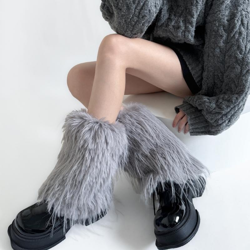 Women's Thick Fuzzy Leg Warmers Soft Plush Boot Covers Toppers for Costume Parties Winter Fashion Accessory Leg Gaiters