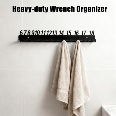Metal Wrench Organizer Wall-Mounted Wrench Holder with Size Number Heavy Rack for Garage Duty Tools Storage