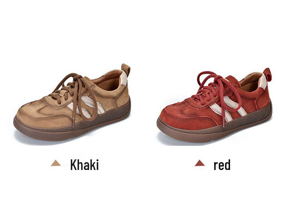 2025 Women's Genuine Leather Sporty Flats: Versatile Low-Top Trainers for Casual, Four-Season Wear