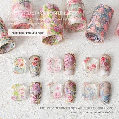 Starry Sky Rose Flower Nail Art Transfer Stickers