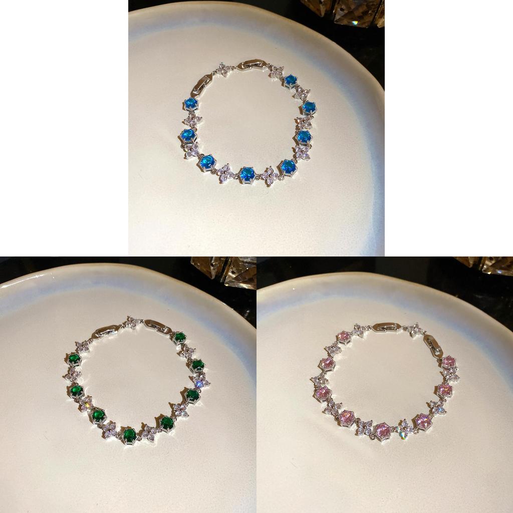 Floral Zircon Stone Womens Bracelet With Copper Material For Elegant Summer Fashion