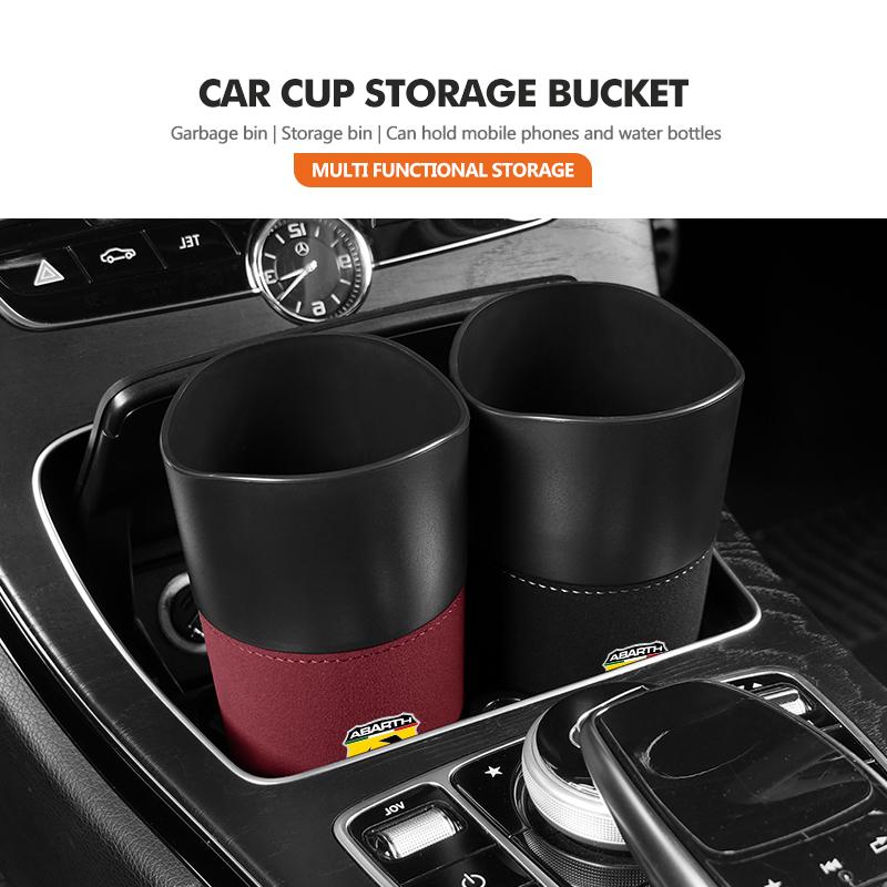 Car Water Cup Phone Beverage Holder Trash Can Storage Bucket For Abarth Fiat Grande Punto Tipo Stilo Ducato Palio 500x