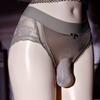 Silky Men'S Panties Lace Satin Erotic Underwear Soft Ultra Thin Briefs Sissy Feminization Lingerie Back Transparent Underpants