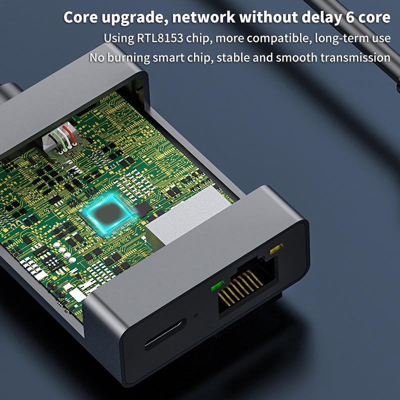 1000Mbps Type-C To Rj45 Internet Cable Plug And Play Usb To Ethernet Network Adapter Support Pd Charging For Mobile Phone/Tablet