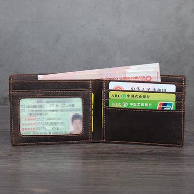 Portofel original din piele Crazy Horse, realizat manual, pentru bărbați, simplu, ocazional, orizontal, multifuncțional, primul strat, din piele de vacă, geantă scurtă din piele pentru permisul de conducere