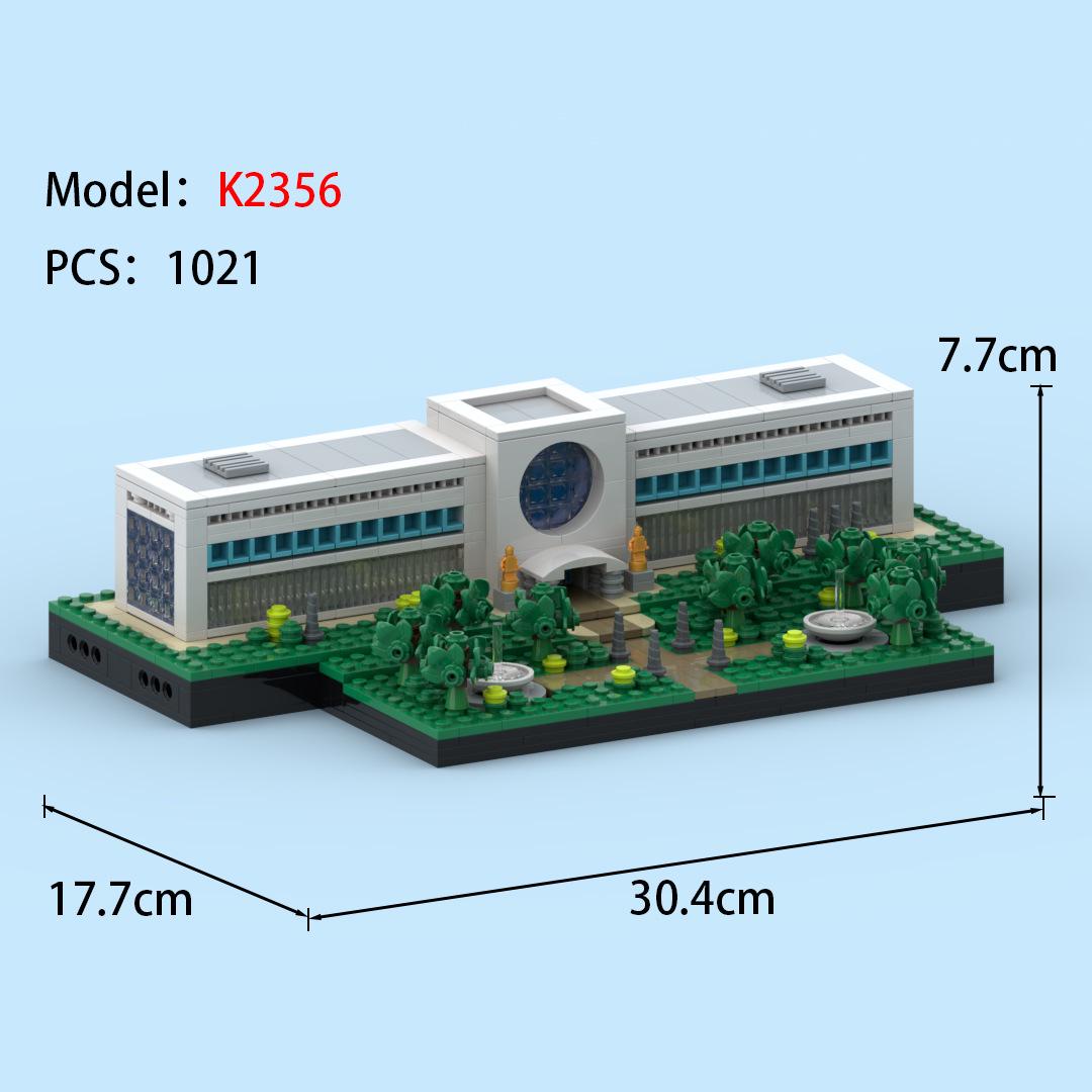 Modern Art Museum Building Blocks: Compatible with Lego, Street View Architectural Model, Educational Display K2356