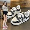 New Guochao letter printing contrasting color muffin and sports shoes niche retro style couple platform skateboard shoes
