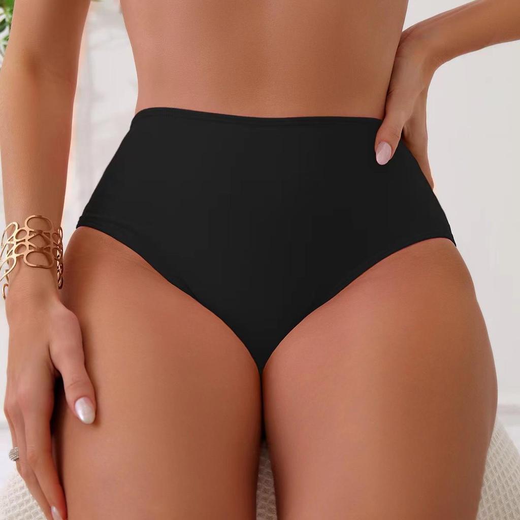 High-Waist Solid Color Bikini Swim Bottoms - Pure Desire Style