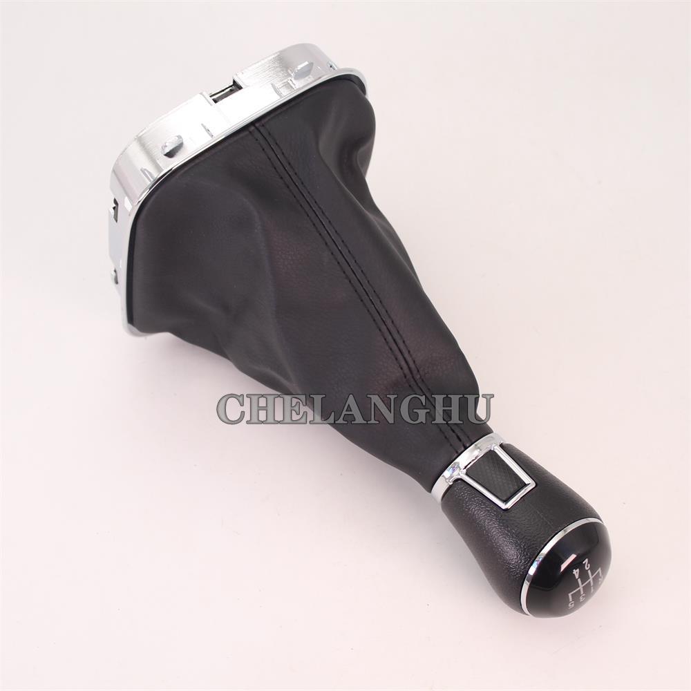 5 Speed Gear Stick Shift Knob Level Leather Boot For VW Polo 6R Hatchback 2009 2010 2011 2012 2013 Car-styling