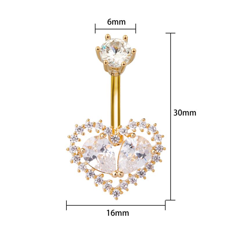 Einfache Herz Bauchnabelringe Glänzender Zirkon Nabelpiercing Hantel Für Frauen Bauchnabelring Strand Körperschmuck Geschenke