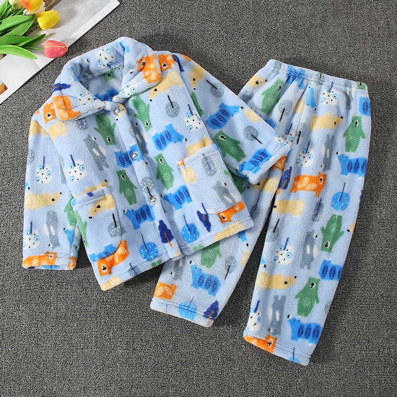 

Children s Flannel Pajama Set - Warm Winter Homewear for Boys & Girls 80 (Height 70-80cm)