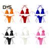 2Pcs/Set Women Bikini Set Lace-up Halter Padded Bra Swimming Trunks Set 3D Flower Decor Beach Style Swimwear